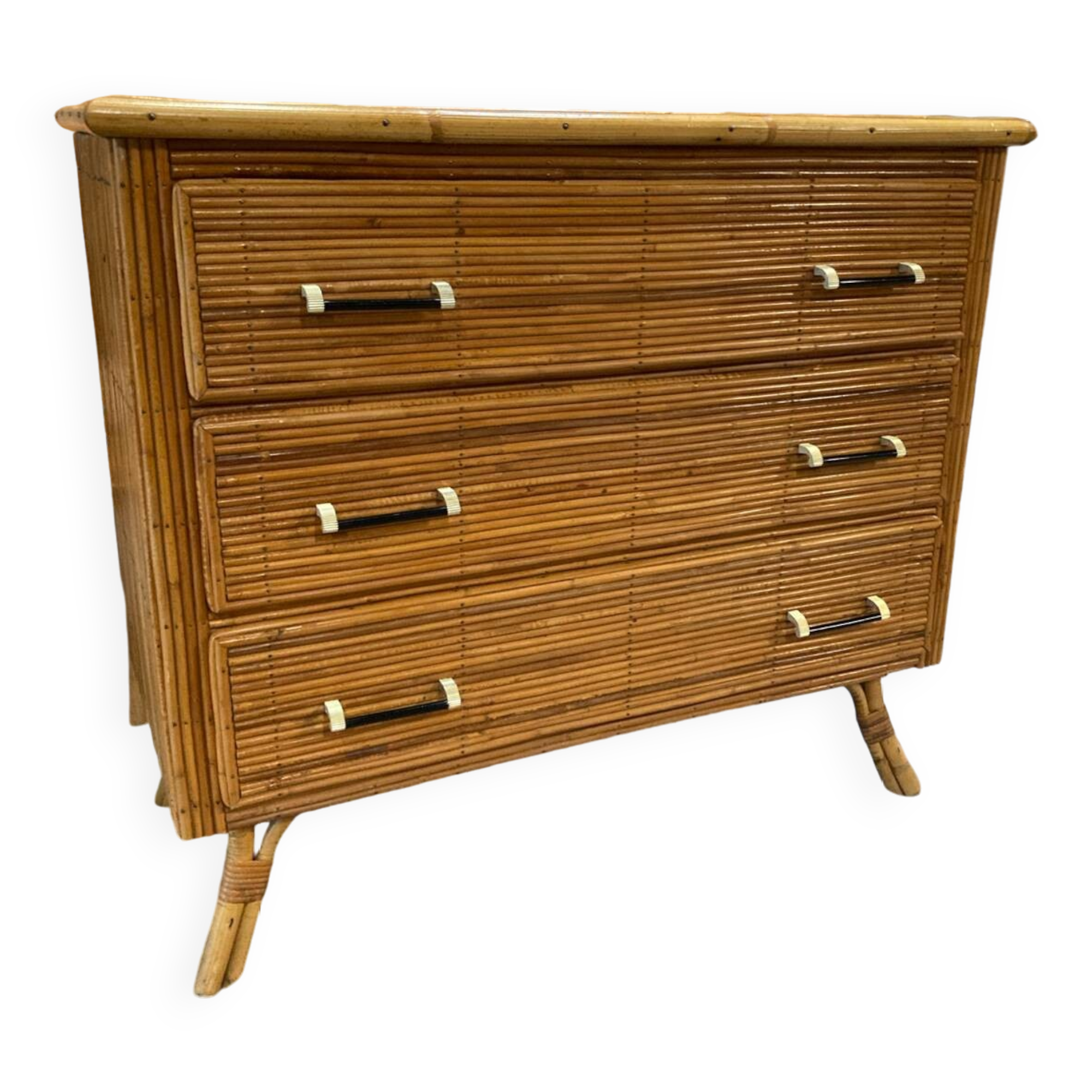 Vintage rattan chest of drawers 1960
