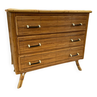 Vintage rattan chest of drawers 1960