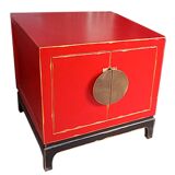 Red Chinese bedside table
