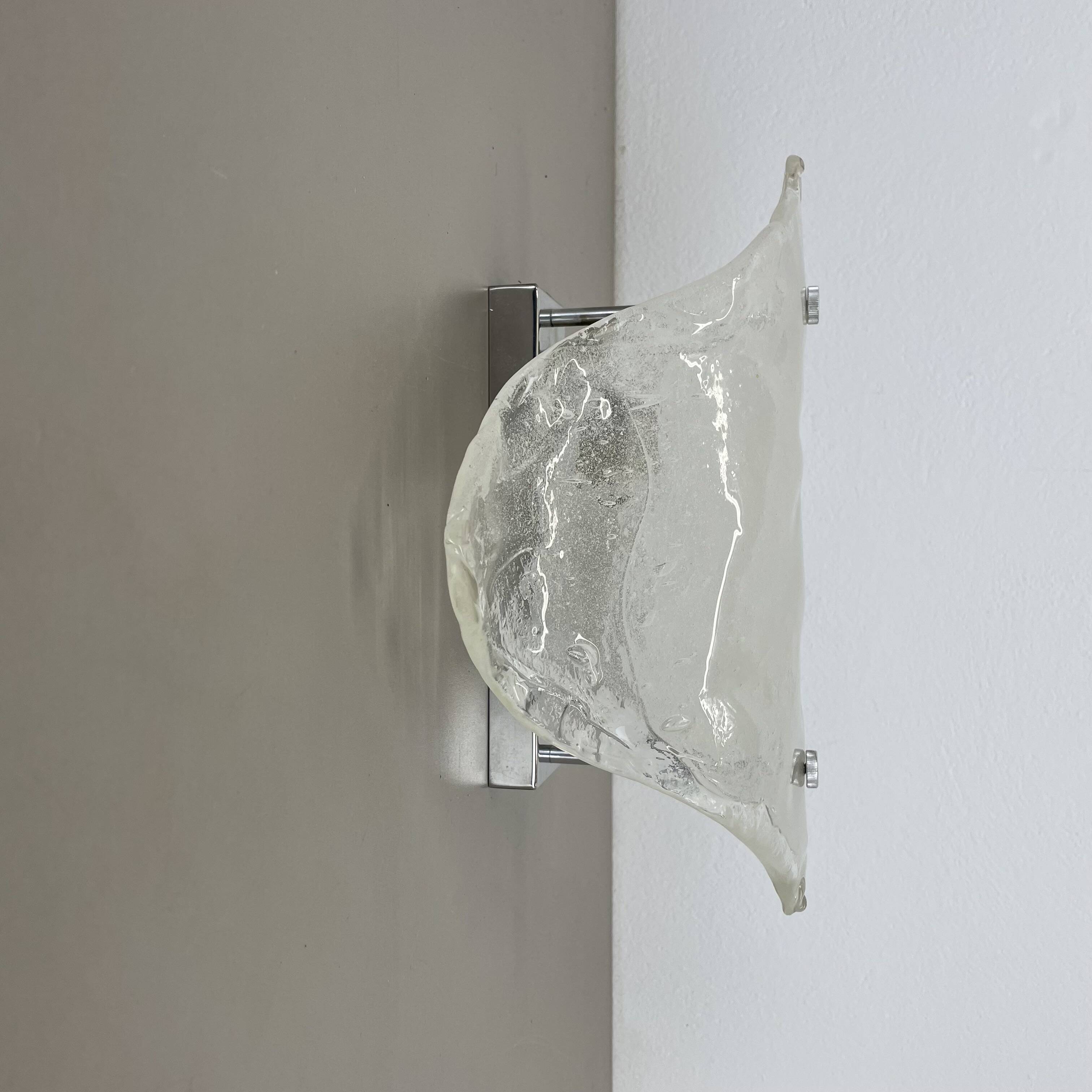 Large Organic Hollywood Regency Ice Glass Wall Light by Kalmar Lights, 1970