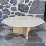 Octagonal travertine coffee table