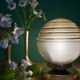 Vintage yellow and gold glass globe table lamp