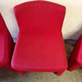 ARFA publisher - Series of 4 fireside chairs - In red wool, round metal legs - 1980