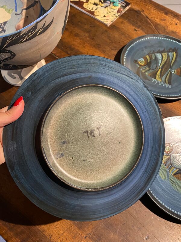 Assiette poisson en céramique Jean De Lespinasse