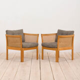 Pair of rattan Plexus armchairs by Illum Wikkelsø for Silkeborg Møbelfabrik, 1970s