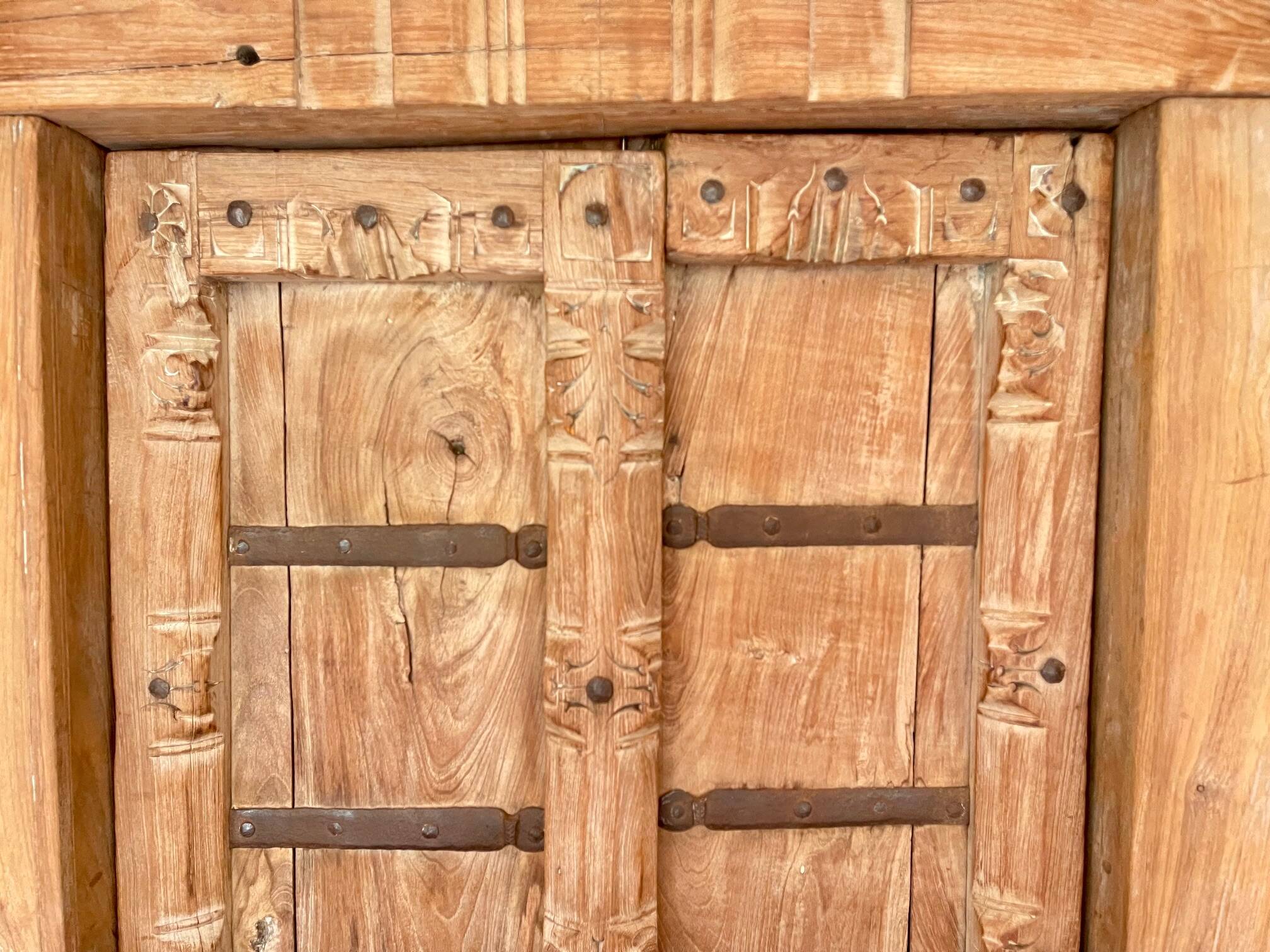 Door & old Indian balcony from Rajasthan in solid teak