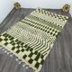 Handmade pure wool rug, green and white, size 140 x 260 cm