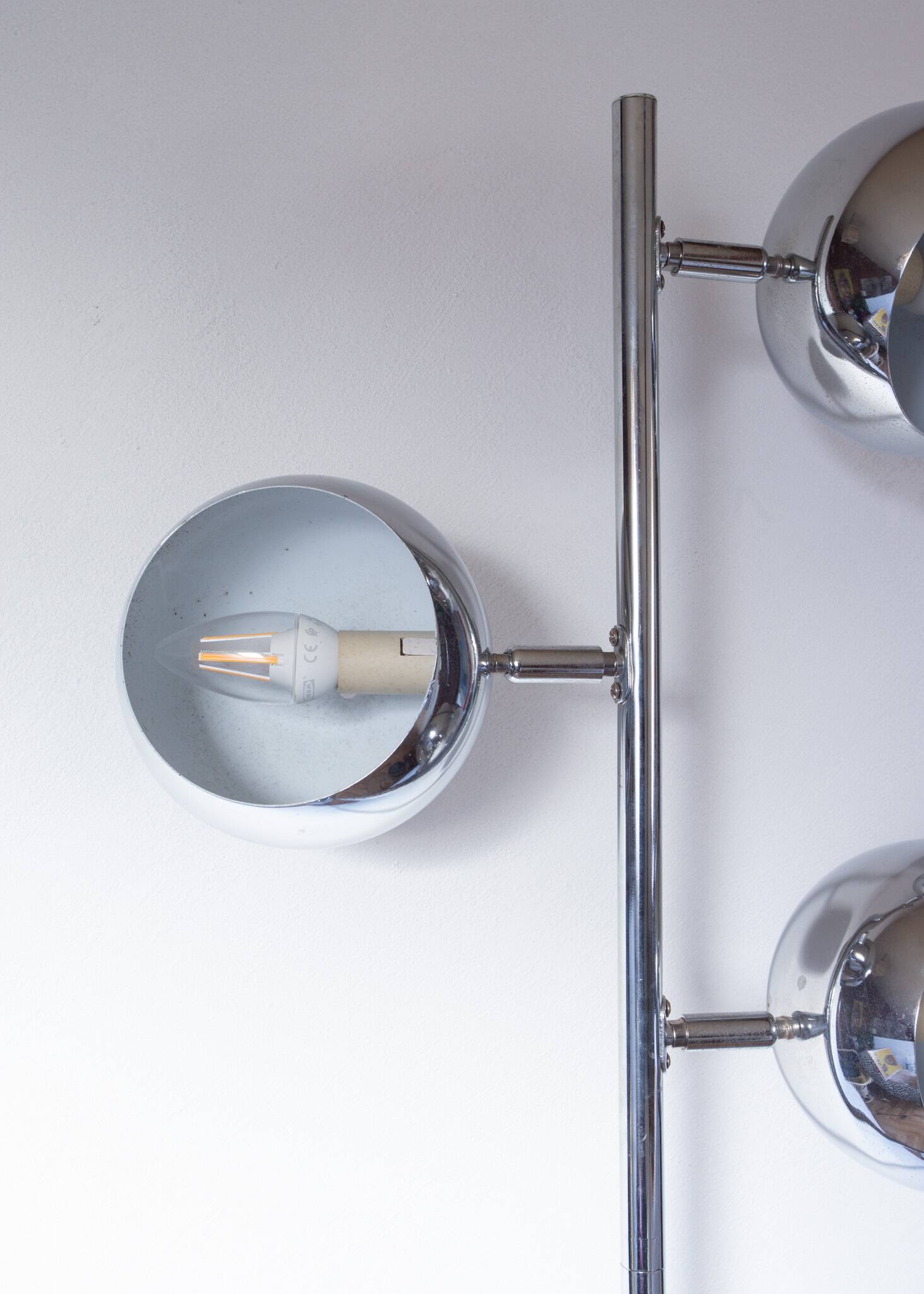 Vintage "Eye Ball" chrome floor lamp 3 adjustable globes