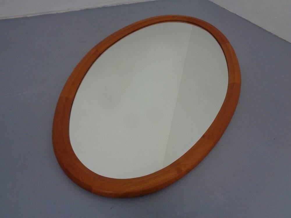 Large Danish Oval 501 Mirror in Teak by Aksel Kjersgaard, 1960s