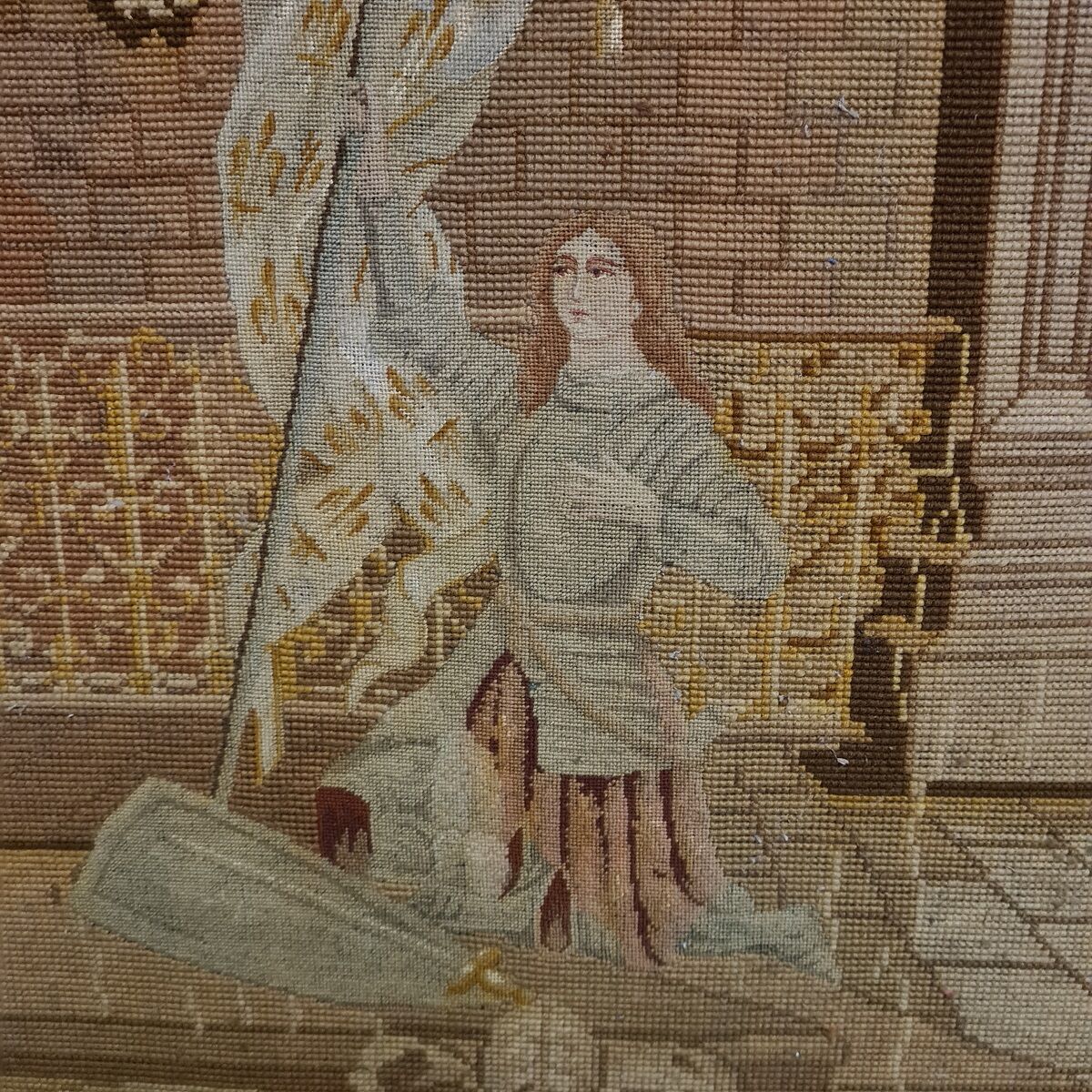 Antique french tapestry joan of arc, early 19th century