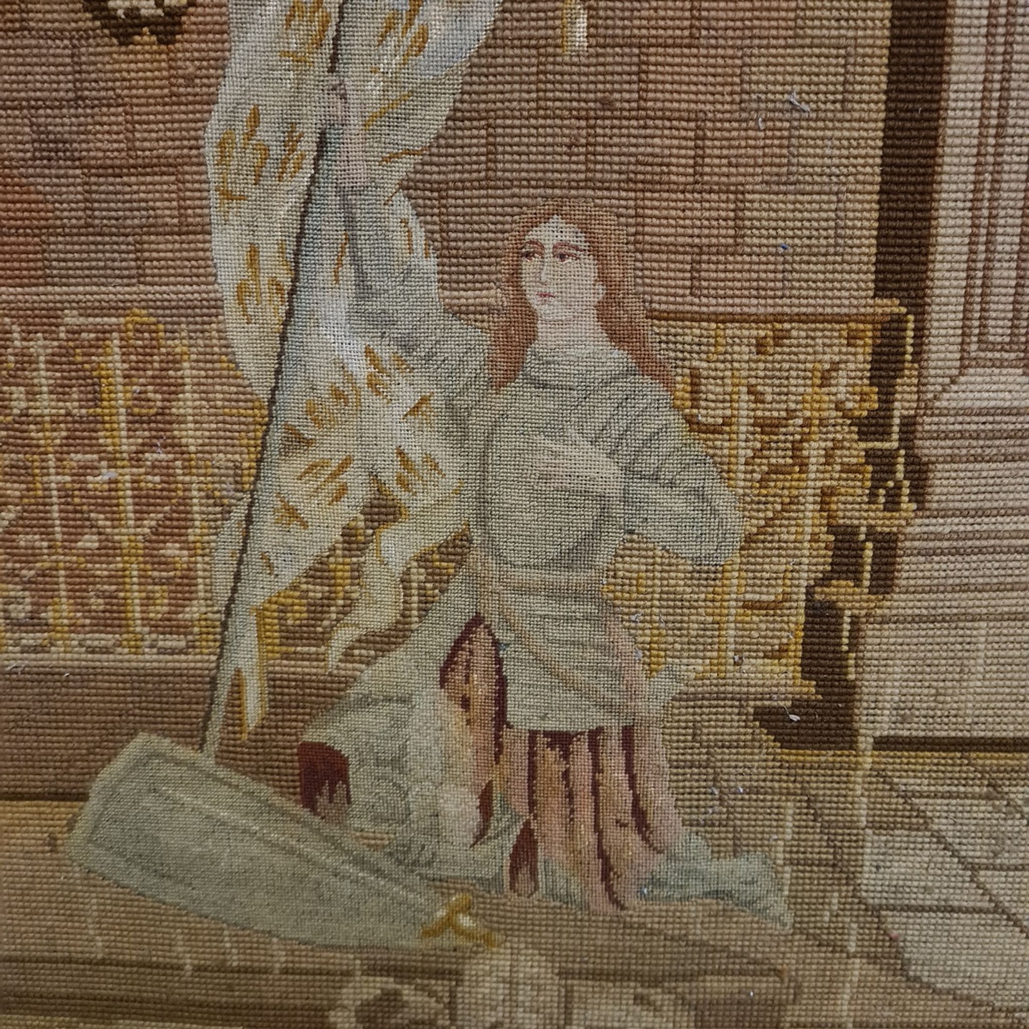Antique french tapestry joan of arc, early 19th century