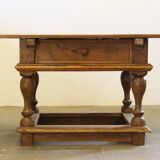 Antique Nordic Baroque Oak Table, Dated 1807
