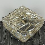 60's 70's Brutalist Wall Lamp Iron & Glass Wall Sconce