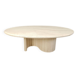 Vintage oval travertine coffee table, 1970s