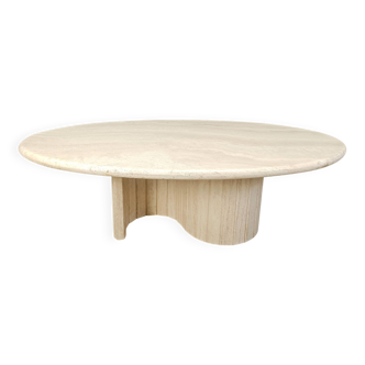 Vintage oval travertine coffee table, 1970s
