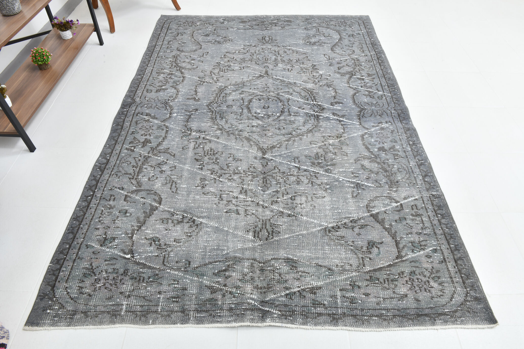 6x8 dark gray classic vintage rug,176x256cm