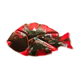 Plat à compartiment apéritif forme poisson en céramique de vallauris 37 cm