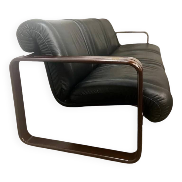Canapé / canapé vintage en cuir noir martin stoll