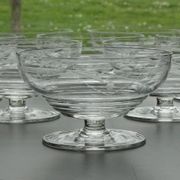 Set of 10 Art Deco crystal champagne glasses from Czechoslovakia