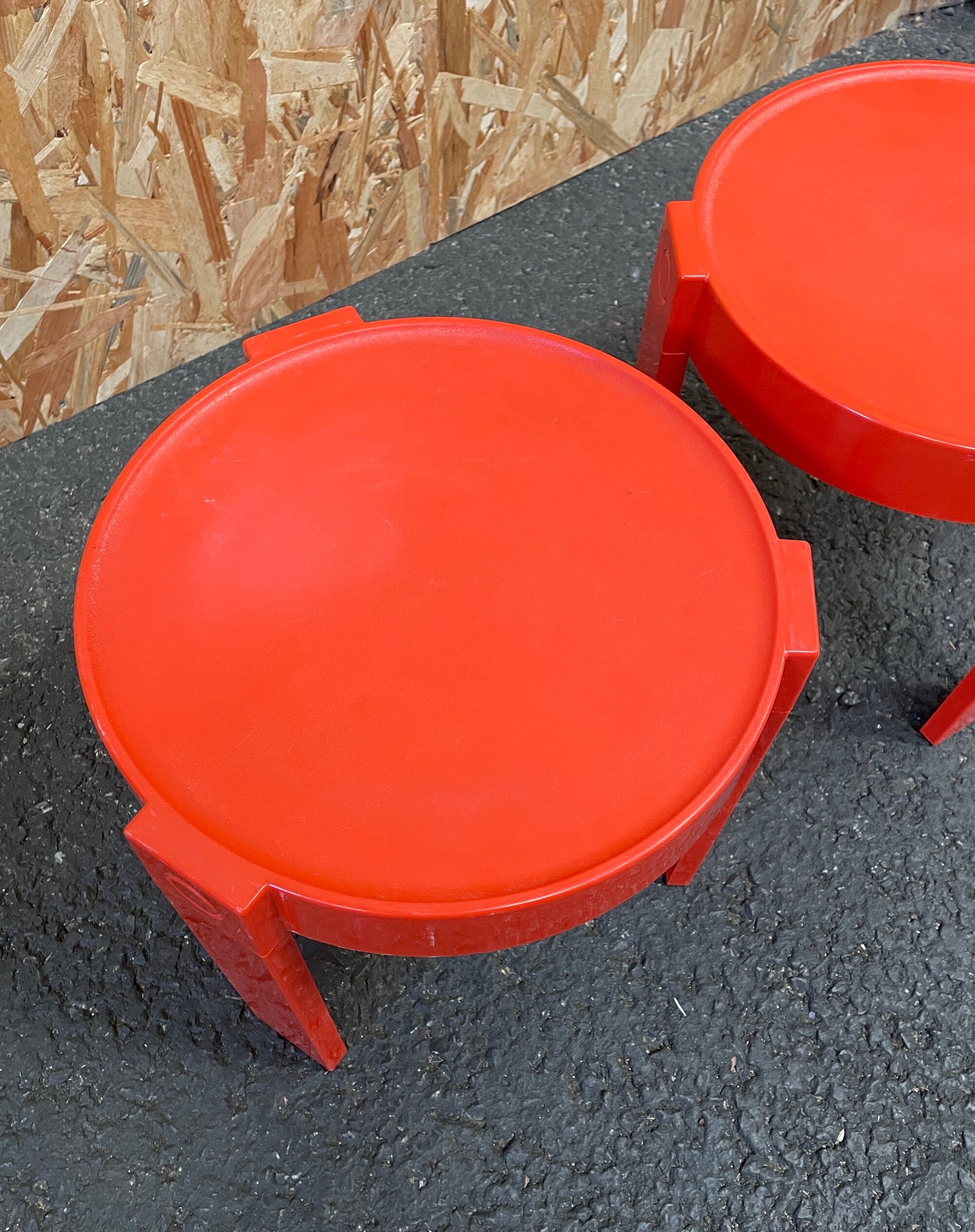 Pair of orange bedside tables