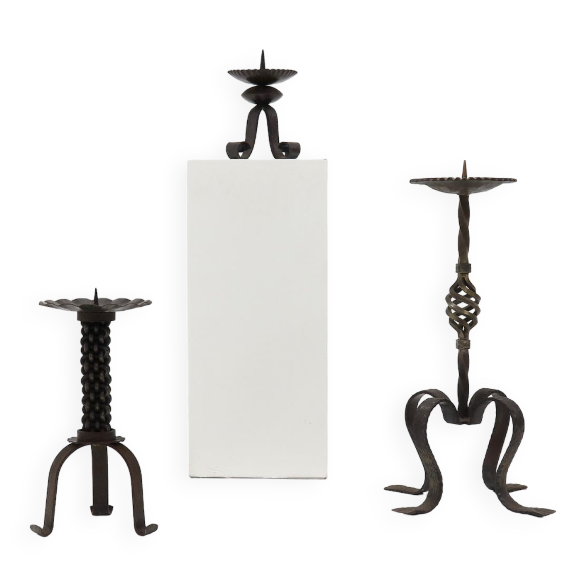 Brutalist Sculptural Wrought Iron Candle Holder 1960s