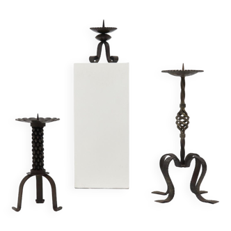 Brutalist Sculptural Wrought Iron Candle Holder 1960s