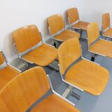 Suite of 4 vintage Giancarlo Piretti benches for Castelli in wood and aluminum