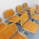 Suite of 4 vintage Giancarlo Piretti benches for Castelli in wood and aluminum