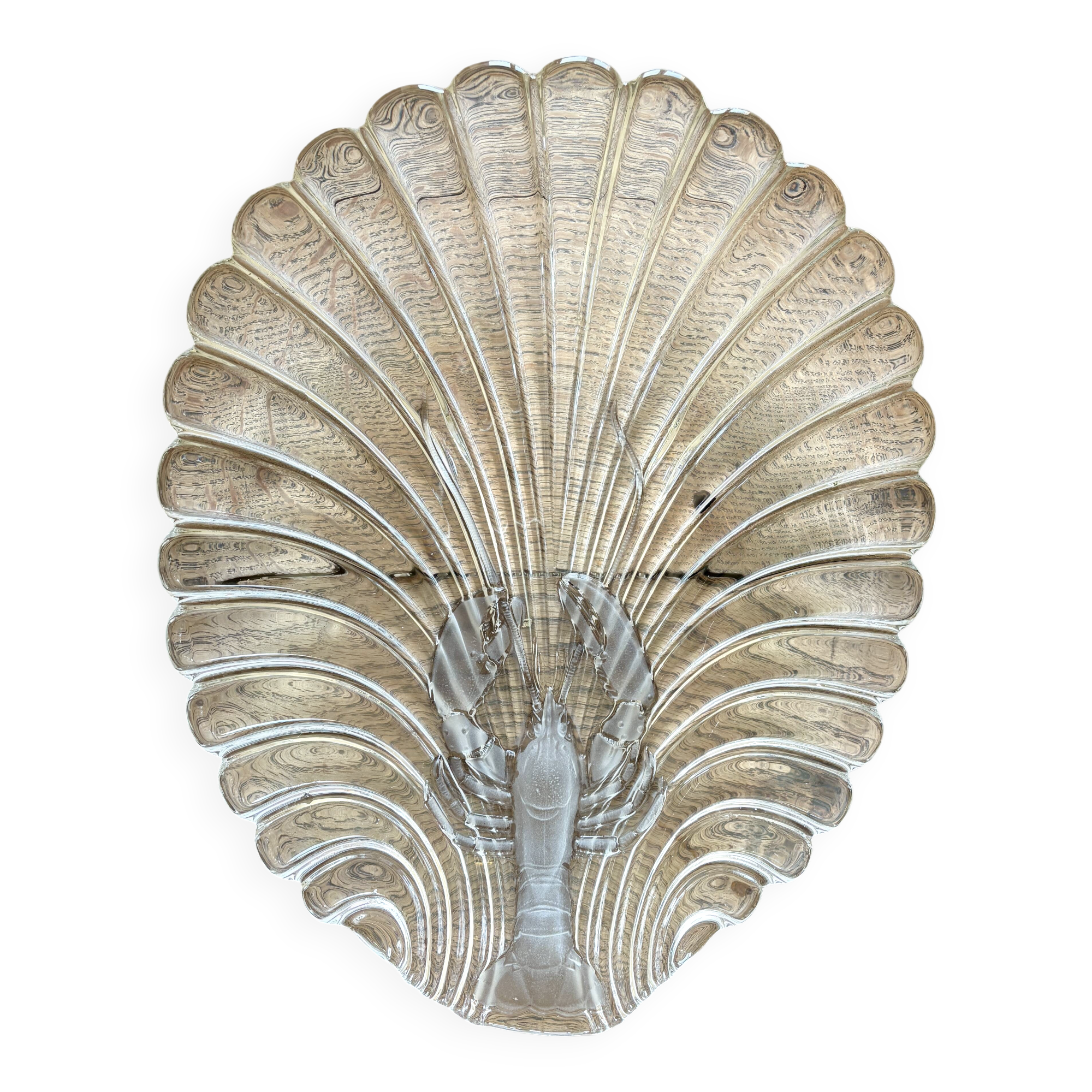 Vintage thick glass dish with lobster decorations