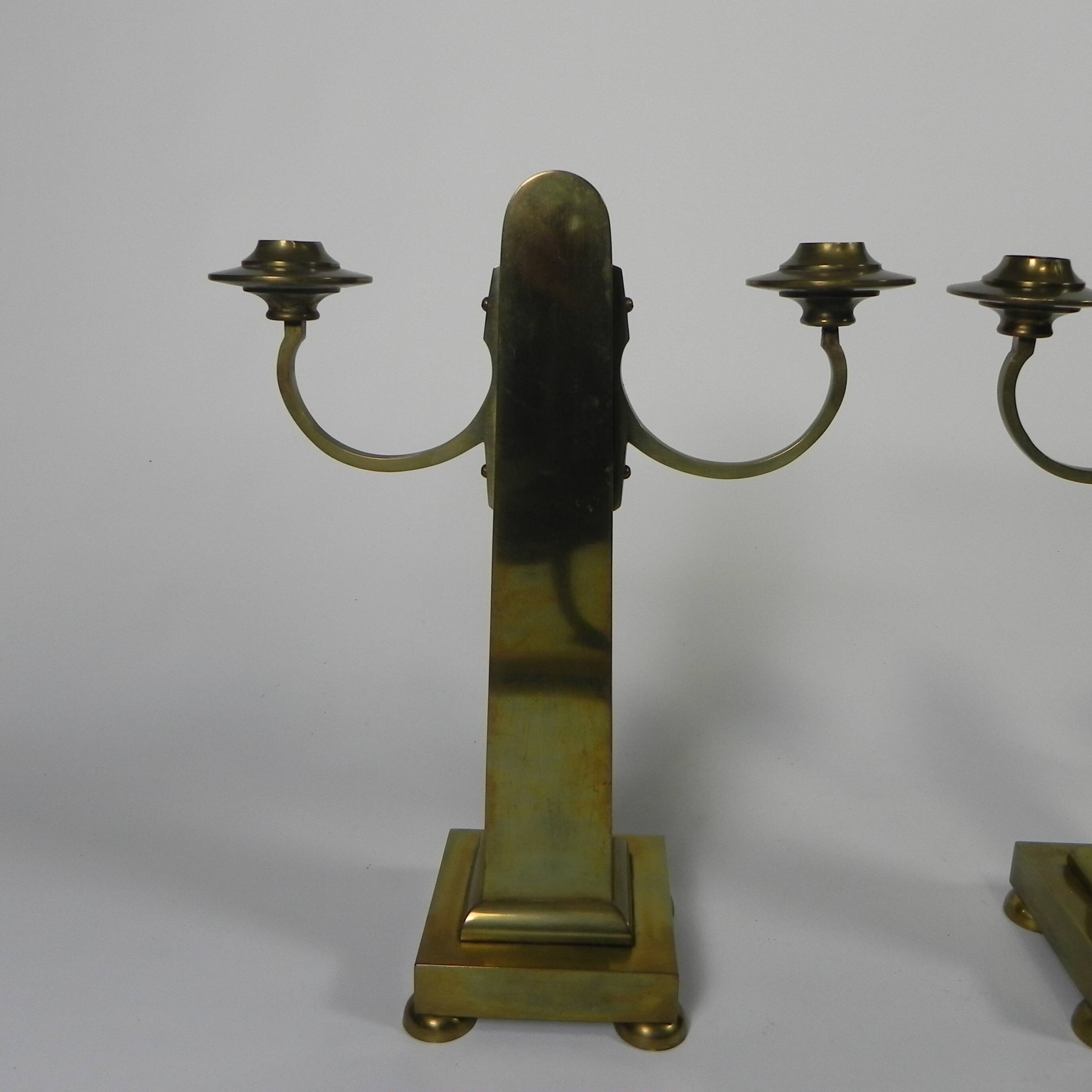 Set of 2 brass Art Nouveau candlesticks, circa 1910