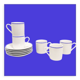 Set of 5 coffee cups and saucers in fine porcelain