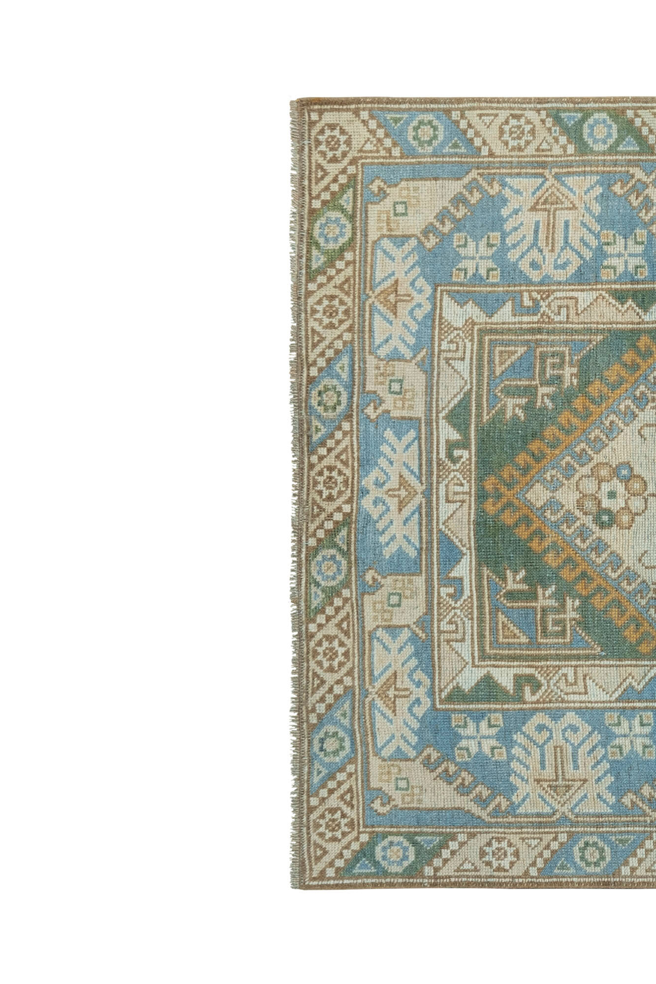 Distressed Vintage Blue Turkish Rug 4'1" X 6'9"