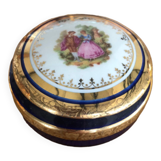 Boîte à bijoux en porcelaine bleu cobalt et doré