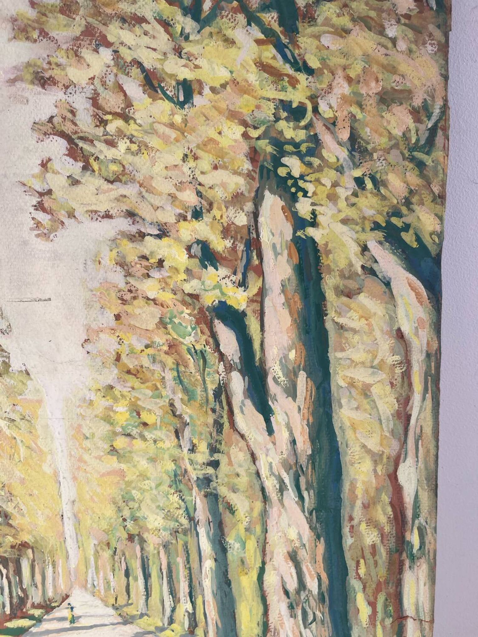 Bright walk, oil on paper signed Vero Cim.