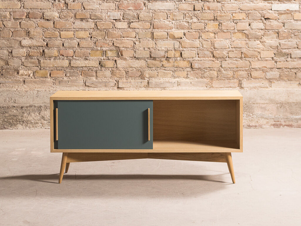 TV stand in oak latte with 2 storage spaces