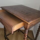 Marquetry table with drawer