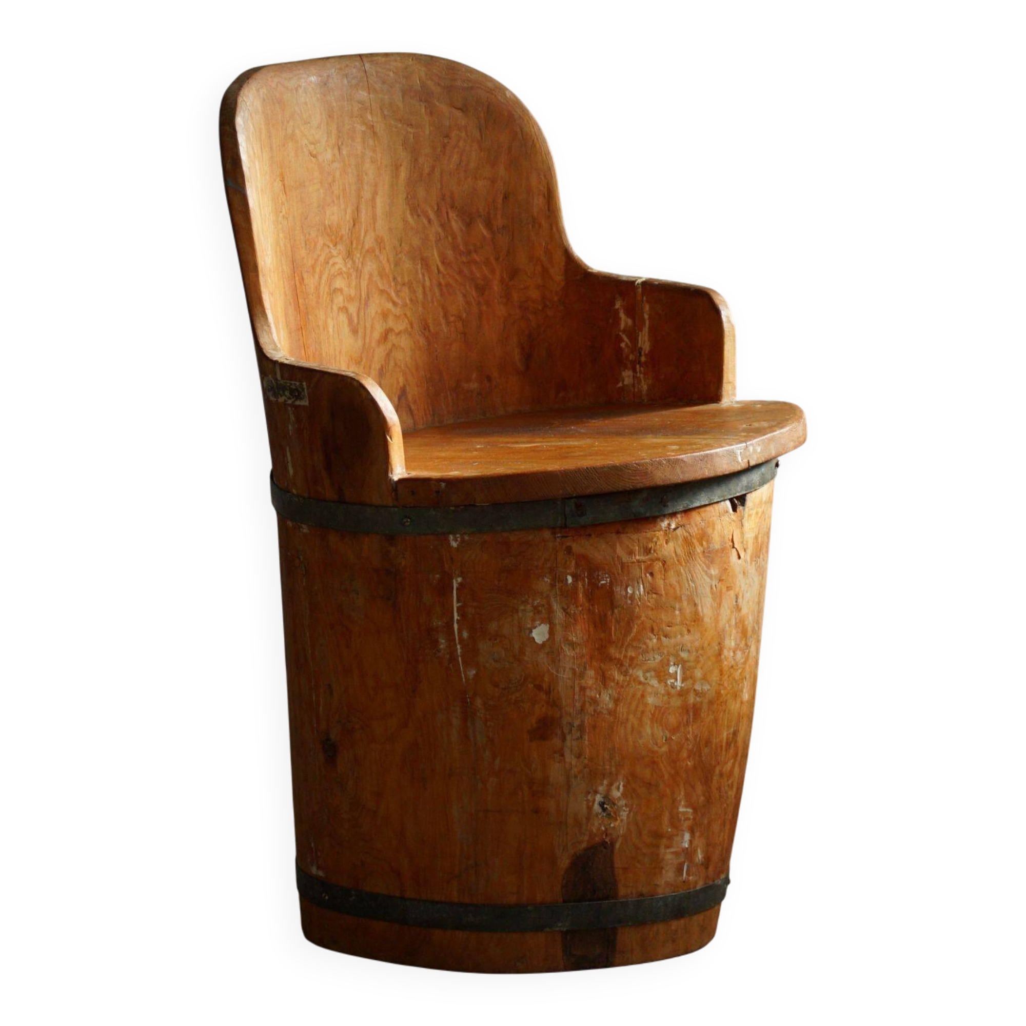 Wabi Sabi trunk armchair from the mid-20th century in pine, by a Swedish cabinetmaker, 1950s.