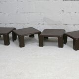 Mario Bellini. Suite of 4 pull-out coffee tables "Gatti", published by C&B Italia, circa 1970.