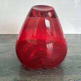 Heart-shaped Murano glass vase – Intense Ruby Red