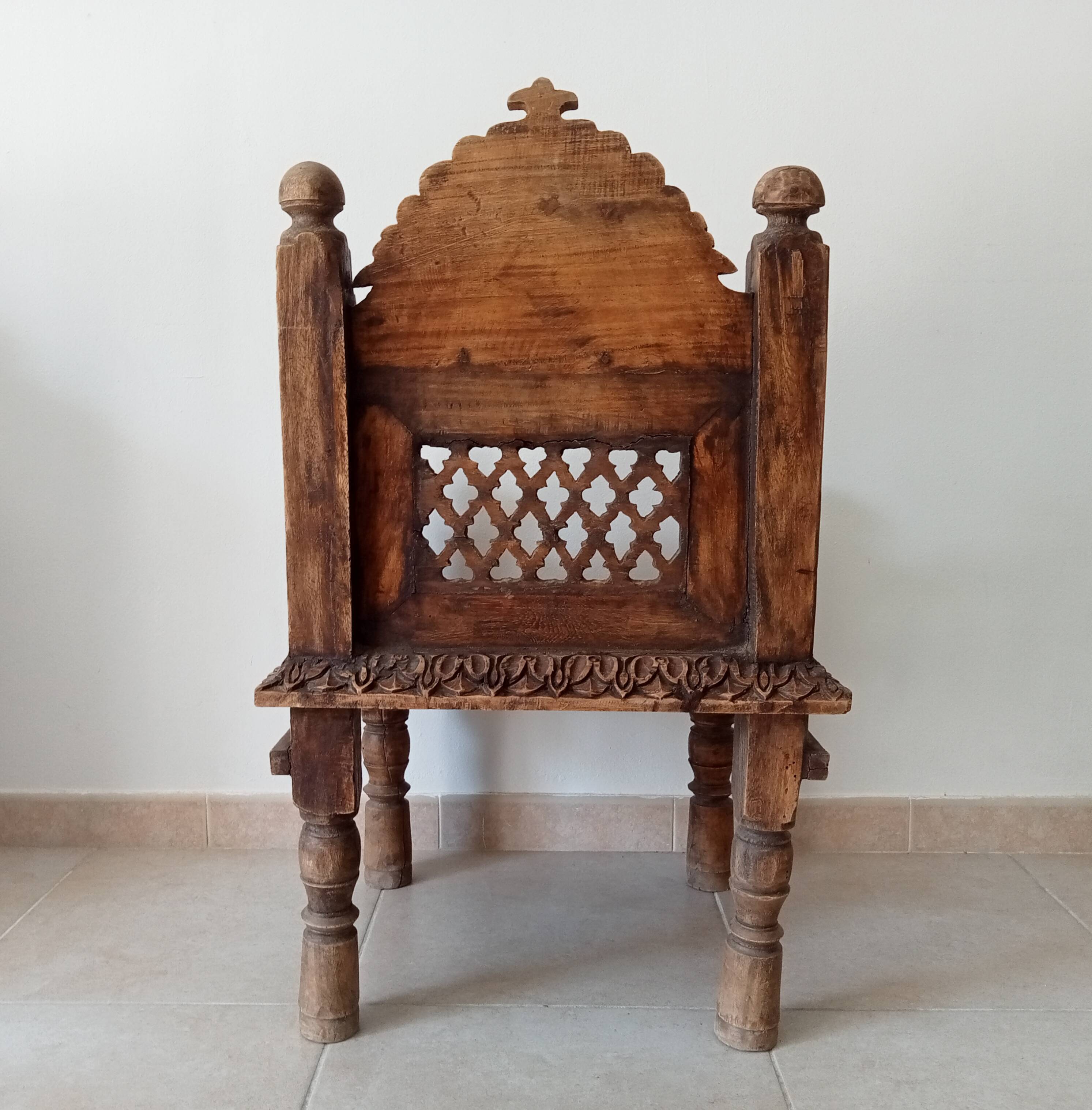 Fauteuil Ancien Pidha Rajasthan XIXeme en Palissandre