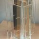 Large glamorous 1970s brass & lucite architectural table lamp