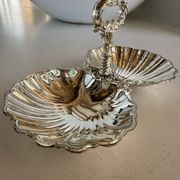 Présentoir coquillage en métal argenté vintage