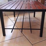 Coffee table tray teak ceramic signed MJR 60s