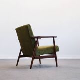 1970 Armchair, Model B-7727 in Long Hair Green Velvet