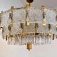 Pair of two XXL large brass and glass chandeliers by Kamenicky Senov/Preciosa, 1970s