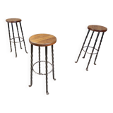 Vintage french wrought iron bar stools, 1960s - set of 3