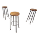 Tabourets de bar vintage en fer forgé français, années 1960 - lot de 3