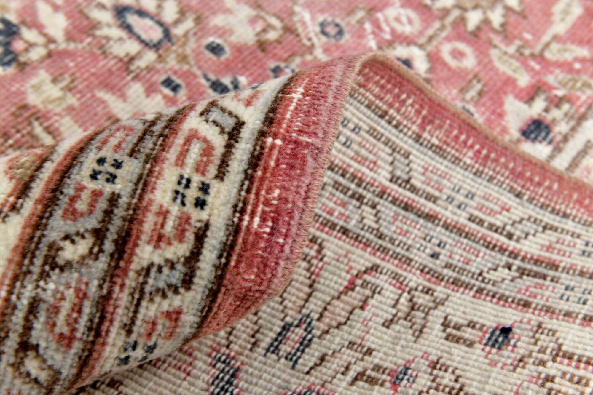 Red & Navy Blue Floral Vintage Persian Rug