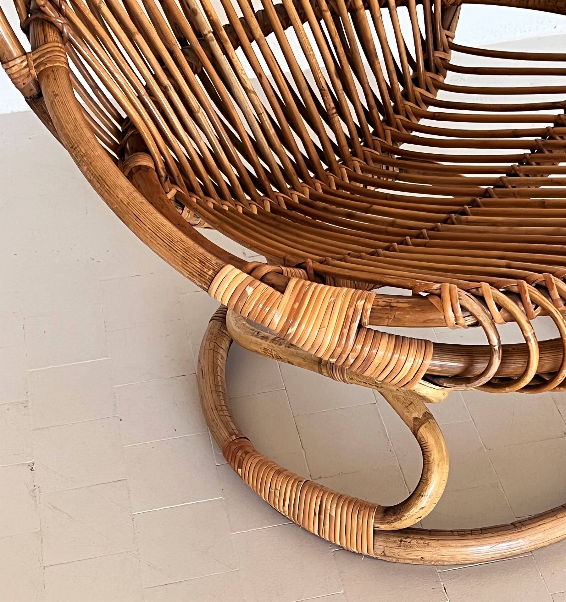 Giovanni Travasa for Bonacina Bamboo Lounge Chair, 1950s