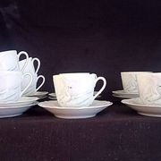 Limoges, Camille Tharaud - Coffee service for 8 people in Limoges porcelain, "Swan" decoration.